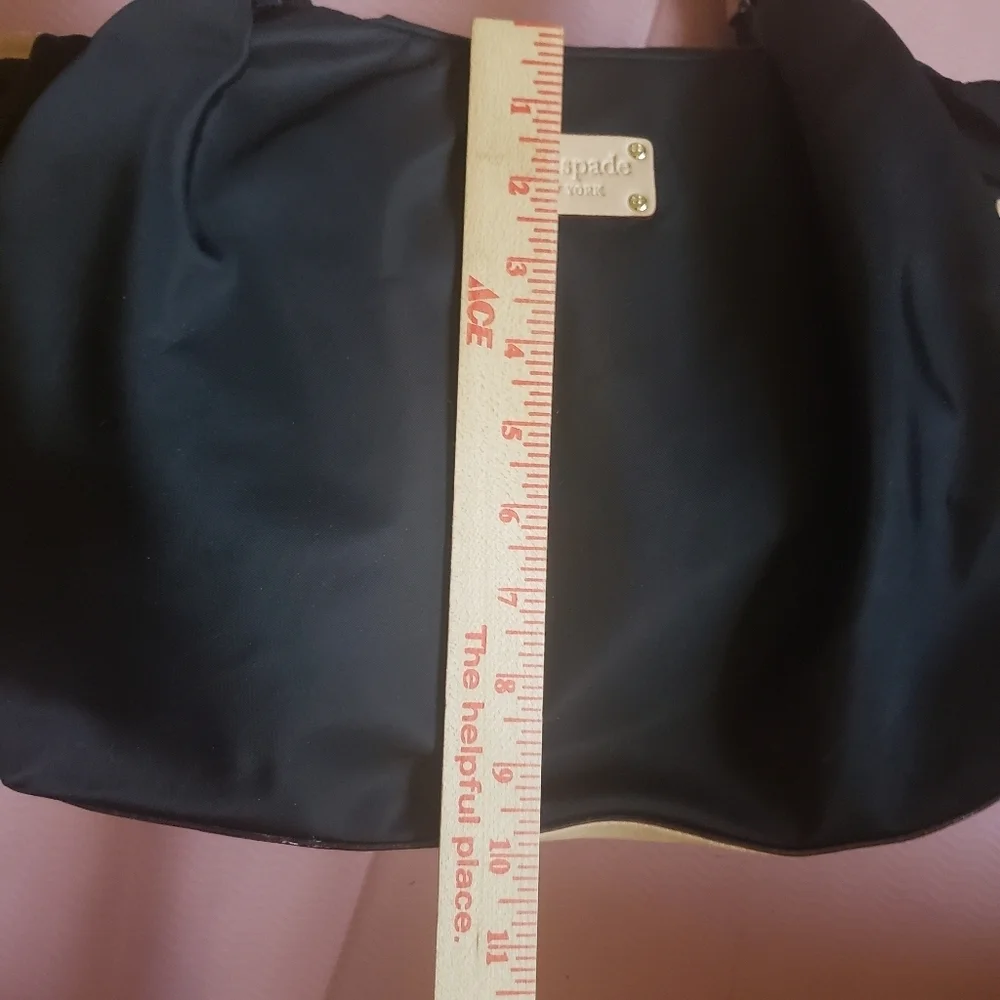 Vintage Y2K Kate Spade Black Stevie Satchel Bag with Newspaper Ad Print Inside